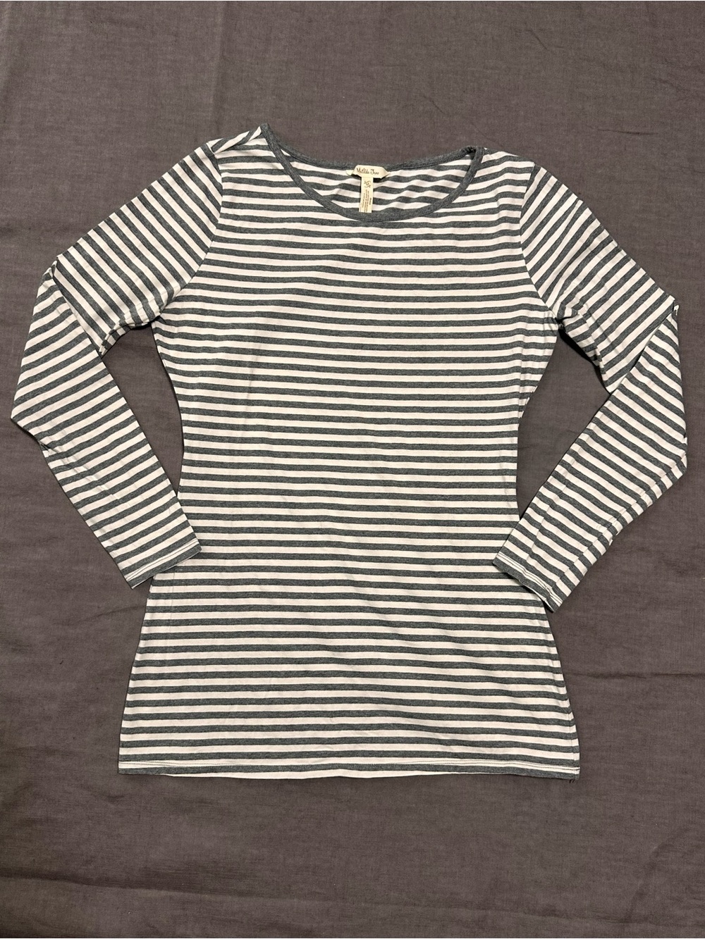Matilda Jane Gray & White Striped Long-Sleeve Scoop Neck Top